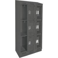 Casiers Clean Line, 3 niveaux, Bloc de 3, 36" x 12" x 82", Acier, Charbon, Rivet (assembl&eacute;), Perfor&eacute; Helyx Safety & Industrial Supplies