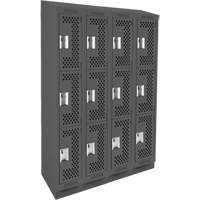 Casiers Clean Line, 3 niveaux, Bloc de 4, 48" x 12" x 82", Acier, Charbon, Rivet (assembl&eacute;), Perfor&eacute; Helyx Safety & Industrial Supplies