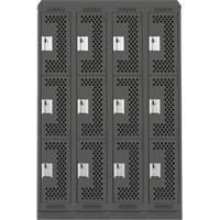 Casiers Clean Line, 3 niveaux, Bloc de 4, 48" x 12" x 82", Acier, Charbon, Rivet (assembl&eacute;), Perfor&eacute; Helyx Safety & Industrial Supplies