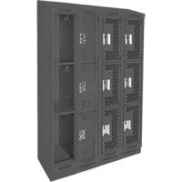 Casiers Clean Line, 3 niveaux, Bloc de 4, 48" x 12" x 82", Acier, Charbon, Rivet (assembl&eacute;), Perfor&eacute; Helyx Safety & Industrial Supplies