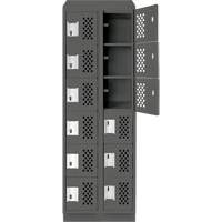 Petit casier perfor&eacute; Clean-Line, 6 niveaux, Bloc de 2, 15" x 72" x 12", Acier Helyx Safety & Industrial Supplies