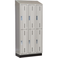 Casiers robustes Concorde, 2 niveaux, Bloc de 3, 36" x 18" x 82", Acier, Gris, Soud&eacute; (assembl&eacute;) Helyx Safety & Industrial Supplies
