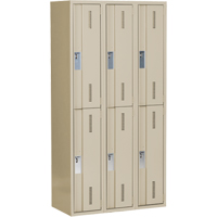 Casiers robustes Concorde, 2 niveaux, Bloc de 3, 36" x 18" x 72", Acier, Beige, Soud&eacute; (assembl&eacute;) Helyx Safety & Industrial Supplies