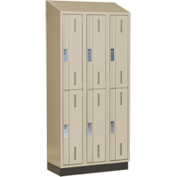 Casiers robustes Concorde, 2 niveaux, Bloc de 3, 36" x 18" x 82", Acier, Beige, Soud&eacute; (assembl&eacute;) Helyx Safety & Industrial Supplies
