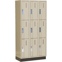 Casiers robustes Concorde, 3 niveaux, Bloc de 3, 36" x 18" x 76", Acier, Beige, Soud&eacute; (assembl&eacute;) Helyx Safety & Industrial Supplies