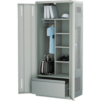 Deluxe Gear Locker, Steel, 36" W x 24" D x 72" H, Grey Helyx Safety & Industrial Supplies