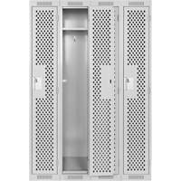 Casiers Clean Line, Bloc de 4, 48" x 15" x 72", Acier, Gris, Rivet (assembl&eacute;), Perfor&eacute; Helyx Safety & Industrial Supplies
