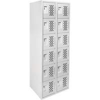 Petit casier perfor&eacute; Clean-Line, 6 niveaux, Bloc de 2, 12" x 72" x 12", Acier Helyx Safety & Industrial Supplies