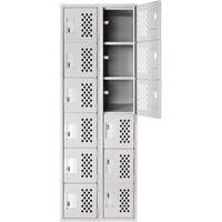 Petit casier perfor&eacute; Clean-Line, 6 niveaux, Bloc de 2, 12" x 72" x 12", Acier Helyx Safety & Industrial Supplies