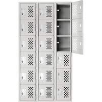 Petit casier perfor&eacute; Clean-Line, 6 niveaux, Bloc de 3, 12" x 72" x 12", Acier Helyx Safety & Industrial Supplies
