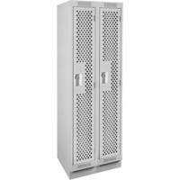 Casiers Clean Line, Bloc de 2, 24" x 15" x 76", Acier, Gris, Rivet (assembl&eacute;), Perfor&eacute; Helyx Safety & Industrial Supplies