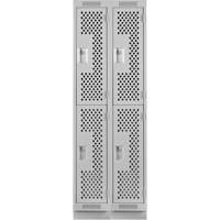 Casiers Clean Line, 2 niveaux, Bloc de 2, 24" x 18" x 76", Acier, Gris, Rivet (assembl&eacute;), Perfor&eacute; Helyx Safety & Industrial Supplies