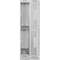 Casiers Clean Line, 2 niveaux, Bloc de 2, 24" x 18" x 76", Acier, Gris, Rivet (assembl&eacute;), Perfor&eacute; Helyx Safety & Industrial Supplies