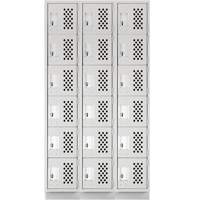 Petit casier perfor&eacute; Clean-Line, 6 niveaux, Bloc de 3, 12" x 72" x 12", Acier Helyx Safety & Industrial Supplies