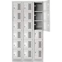 Petit casier perfor&eacute; Clean-Line, 6 niveaux, Bloc de 3, 12" x 72" x 12", Acier Helyx Safety & Industrial Supplies