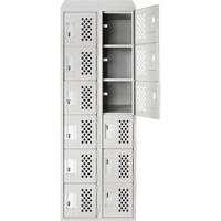 Petit casier perfor&eacute; Clean-Line, 6 niveaux, Bloc de 2, 12" x 72" x 12", Acier Helyx Safety & Industrial Supplies