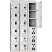 Petit casier perfor&eacute; Clean-Line, 6 niveaux, Bloc de 3, 15" x 72" x 12", Acier Helyx Safety & Industrial Supplies