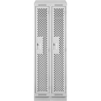 Casiers Clean Line, Bloc de 2, 24" x 18" x 82", Acier, Gris, Rivet (assembl&eacute;), Perfor&eacute; Helyx Safety & Industrial Supplies