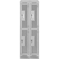 Casiers Clean Line, 2 niveaux, Bloc de 2, 24" x 15" x 82", Acier, Gris, Rivet (assembl&eacute;), Perfor&eacute; Helyx Safety & Industrial Supplies