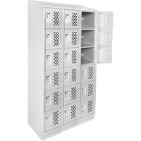 Petit casier perfor&eacute; Clean-Line, 6 niveaux, Bloc de 3, 15" x 72" x 12", Acier Helyx Safety & Industrial Supplies