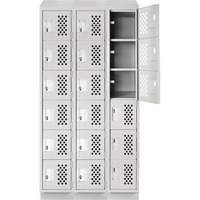 Petit casier perfor&eacute; Clean-Line, 6 niveaux, Bloc de 3, 15" x 72" x 12", Acier Helyx Safety & Industrial Supplies
