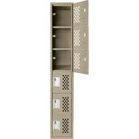 Assembled Lockerettes Clean Line Perforated Economy Lockers, 6 -tier, 18" x 72" x 12", Steel Helyx Safety & Industrial Supplies