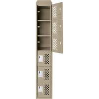 Assembled Lockerettes Clean Line Perforated Economy Lockers, 6 -tier, 18" x 72" x 12", Steel Helyx Safety & Industrial Supplies