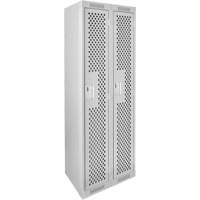 Clean Line Lockers, 2 -tier, 12" x 12" x 72", Steel, Grey, Rivet (Assembled), Perforated Helyx Safety & Industrial Supplies