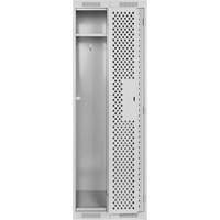 Clean Line Lockers, 2 -tier, 12" x 12" x 72", Steel, Grey, Rivet (Assembled), Perforated Helyx Safety & Industrial Supplies