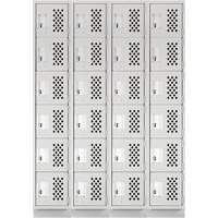 Assembled Clean Line Perforated Economy Lockers, 6 -tier, Bank of 4, 18" x 72" x 12", Steel Helyx Safety & Industrial Supplies