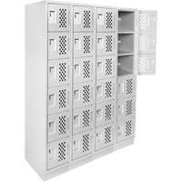 Assembled Clean Line Perforated Economy Lockers, 6 -tier, Bank of 4, 18" x 72" x 12", Steel Helyx Safety & Industrial Supplies