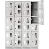 Assembled Clean Line Perforated Economy Lockers, 6 -tier, Bank of 4, 18" x 72" x 12", Steel Helyx Safety & Industrial Supplies
