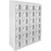 Assembled Clean Line Perforated Economy Lockers, 6 -tier, Bank of 4, 18" x 72" x 12", Steel Helyx Safety & Industrial Supplies