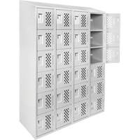 Assembled Clean Line Perforated Economy Lockers, 6 -tier, Bank of 4, 18" x 72" x 12", Steel Helyx Safety & Industrial Supplies