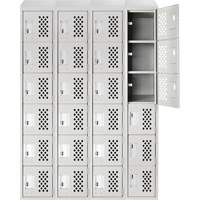 Assembled Clean Line Perforated Economy Lockers, 6 -tier, Bank of 4, 18" x 72" x 12", Steel Helyx Safety & Industrial Supplies