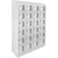 Assembled Clean Line Perforated Economy Lockers, 6 -tier, Bank of 4, 18" x 72" x 12", Steel Helyx Safety & Industrial Supplies