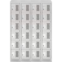 Assembled Clean Line Perforated Economy Lockers, 6 -tier, Bank of 4, 18" x 72" x 12", Steel Helyx Safety & Industrial Supplies