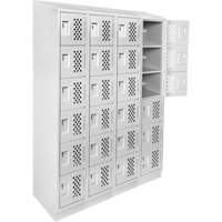 Assembled Clean Line Perforated Economy Lockers, 6 -tier, Bank of 4, 18" x 72" x 12", Steel Helyx Safety & Industrial Supplies