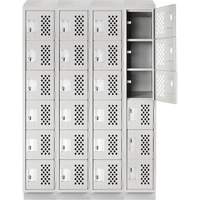 Assembled Clean Line Perforated Economy Lockers, 6 -tier, Bank of 4, 18" x 72" x 12", Steel Helyx Safety & Industrial Supplies