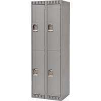 Casiers, 2 niveaux, Bloc de 2, 24" x 18" x 72", Acier, Gris, D&eacute;mont&eacute; Helyx Safety & Industrial Supplies