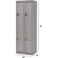 Casiers, 2 niveaux, Bloc de 2, 24" x 18" x 72", Acier, Gris, D&eacute;mont&eacute; Helyx Safety & Industrial Supplies
