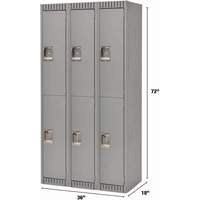 Casiers, 2 niveaux, Bloc de 3, 36" x 18" x 72", Acier, Gris, D&eacute;mont&eacute; Helyx Safety & Industrial Supplies