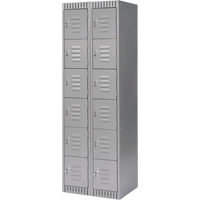 Casiers, 6 niveaux, Bloc de 2, 24" x 18" x 72", Acier, Gris, D&eacute;mont&eacute; Helyx Safety & Industrial Supplies