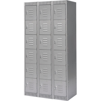 Casiers, 6 niveaux, Bloc de 3, 36" x 18" x 72", Acier, Gris, D&eacute;mont&eacute; Helyx Safety & Industrial Supplies