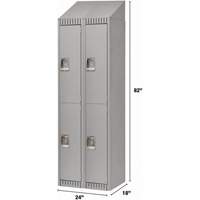Casiers, 2 niveaux, Bloc de 2, 24" x 18" x 82", Acier, Gris, D&eacute;mont&eacute; Helyx Safety & Industrial Supplies