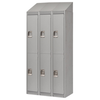 Casiers, 2 niveaux, Bloc de 3, 36" x 18" x 82", Acier, Gris, D&eacute;mont&eacute; Helyx Safety & Industrial Supplies