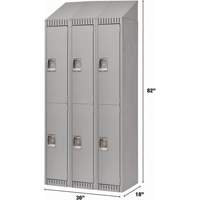 Casiers, 2 niveaux, Bloc de 3, 36" x 18" x 82", Acier, Gris, D&eacute;mont&eacute; Helyx Safety & Industrial Supplies