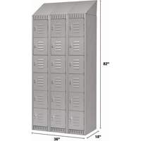 Casiers, 6 niveaux, Bloc de 3, 36" x 18" x 82", Acier, Gris, D&eacute;mont&eacute; Helyx Safety & Industrial Supplies