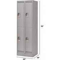 Casiers, 2 niveaux, Bloc de 2, 24" x 18" x 76", Acier, Gris, D&eacute;mont&eacute; Helyx Safety & Industrial Supplies