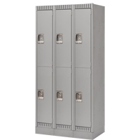 Casiers, 2 niveaux, Bloc de 3, 36" x 18" x 76", Acier, Gris, D&eacute;mont&eacute; Helyx Safety & Industrial Supplies